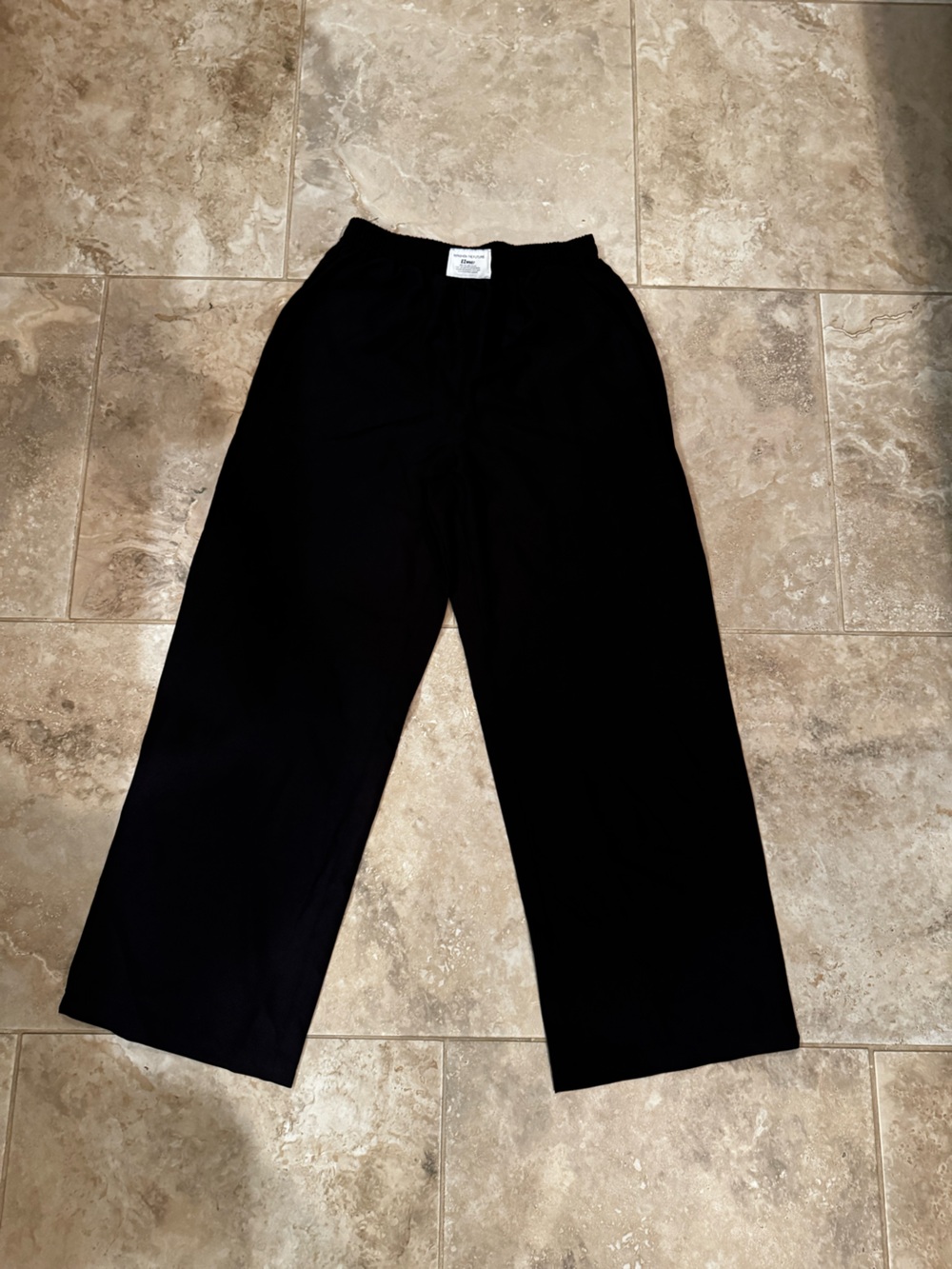 SHEIN Black Wide-Leg Elastic Waist Pants
